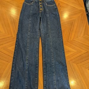 Cider Super High Waist Button Fly Flare Jeans 26 NWOT